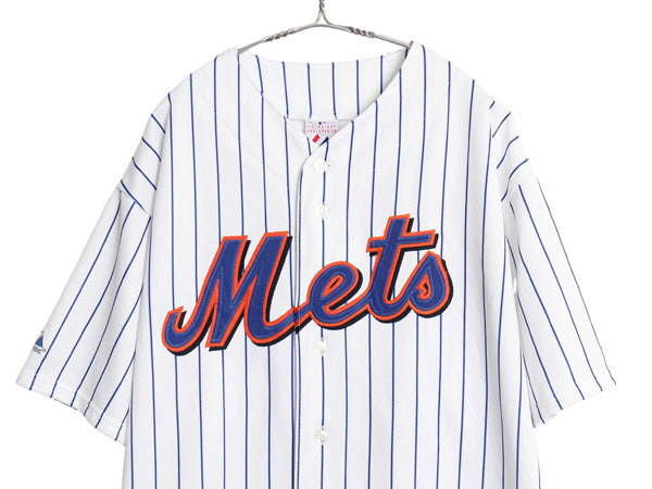 メッツ ベースボール シャツ メンズ XXXL 程/ MLB オフィシャル マジェスティック 大リーグ ユニフォーム ゲームシャツ 野球 大きいサイズ