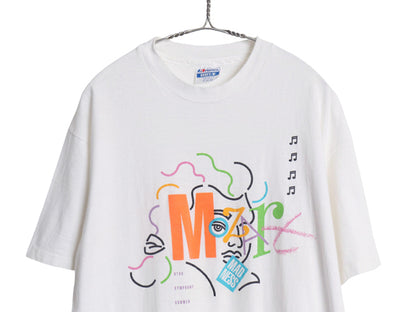 80s USA製 音楽 フェス アート イラスト プリント Tシャツ メンズ XL L 程 ヴィンテージ シングルステッチ グラフィック ヘビーウェイト 白