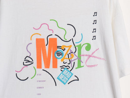 80s USA製 音楽 フェス アート イラスト プリント Tシャツ メンズ XL L 程 ヴィンテージ シングルステッチ グラフィック ヘビーウェイト 白