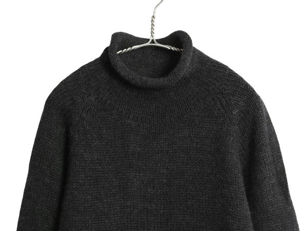 00s ジェイクルー ロールネック ウール ニット セーター メンズ S オールド ミドルゲージ リブ編み ハイネック 無地 旧タグ シンプル 濃灰