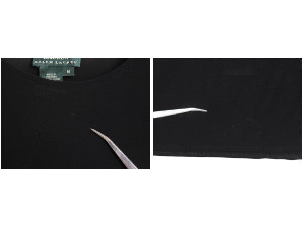 90s ローレン ラルフローレン 半袖 ロング ワンピース レディース M / オールド 100％ レーヨン ストレッチ マキシ丈 無地 黒 薄手 Aライン