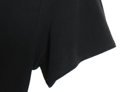 90s ローレン ラルフローレン 半袖 ロング ワンピース レディース M / オールド 100％ レーヨン ストレッチ マキシ丈 無地 黒 薄手 Aライン