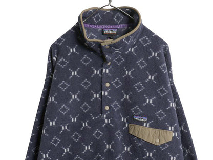 パタゴニア 総柄 ライトウェイト シンチラ スナップT メンズ XXL 古着 20年製 フリース プルオーバー ジャケット ハイネック 大きいサイズ