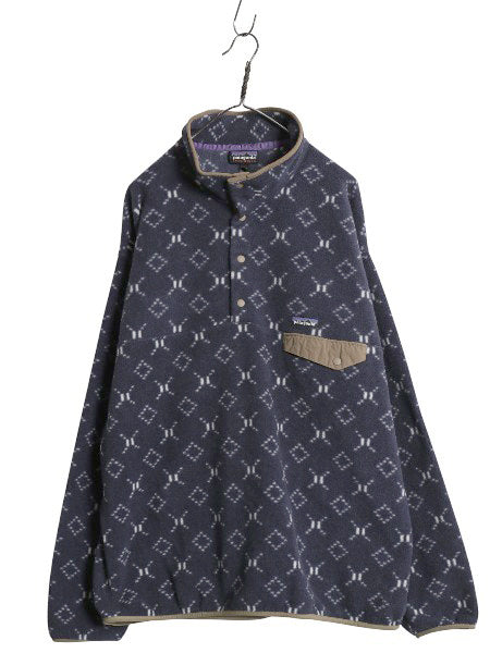 パタゴニア 総柄 ライトウェイト シンチラ スナップT メンズ XXL 古着 20年製 フリース プルオーバー ジャケット ハイネック 大きいサイズ