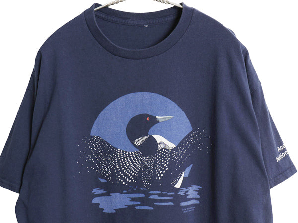 00s 鳥 アート イラスト プリント Tシャツ メンズ レディース L 程 オールド アニマル グラフィック ヘビーウェイト カットソー スーベニア