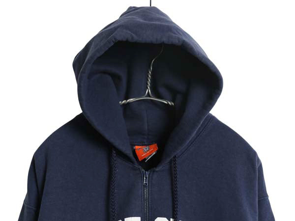 USA製 COAST GUARD フルジップ プリント スウェット フード パーカー メンズ M 古着 トレーナー 裏起毛 ヘビーウェイト 軍物 ミリタリー 紺