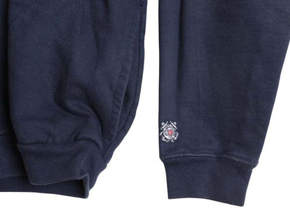 USA製 COAST GUARD フルジップ プリント スウェット フード パーカー メンズ M 古着 トレーナー 裏起毛 ヘビーウェイト 軍物 ミリタリー 紺