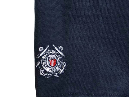 USA製 COAST GUARD フルジップ プリント スウェット フード パーカー メンズ M 古着 トレーナー 裏起毛 ヘビーウェイト 軍物 ミリタリー 紺