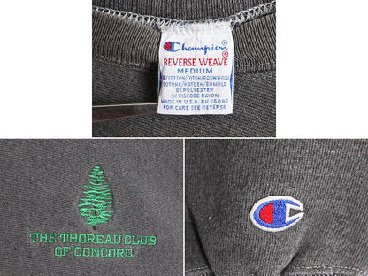 90s USA製 チャンピオン リバースウィーブ スウェット メンズ M / 古着 90年代 オールド Champion ロゴ刺繍 裏起毛 トレーナー 目付き 濃灰