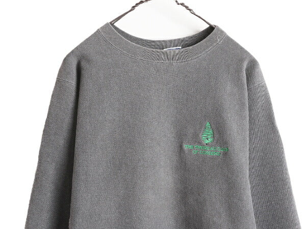 90s USA製 チャンピオン リバースウィーブ スウェット メンズ M / 古着 90年代 オールド Champion ロゴ刺繍 裏起毛 トレーナー 目付き 濃灰