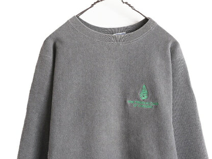 90s USA製 チャンピオン リバースウィーブ スウェット メンズ M / 古着 90年代 オールド Champion ロゴ刺繍 裏起毛 トレーナー 目付き 濃灰