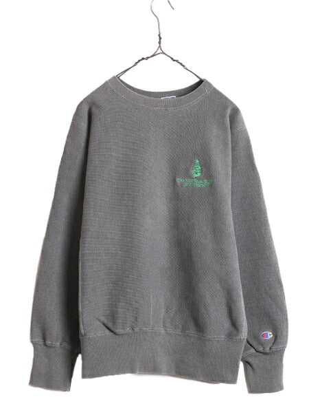 90s USA製 チャンピオン リバースウィーブ スウェット メンズ M / 古着 90年代 オールド Champion ロゴ刺繍 裏起毛 トレーナー 目付き 濃灰