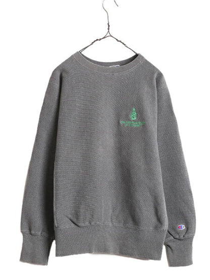 90s USA製 チャンピオン リバースウィーブ スウェット メンズ M / 古着 90年代 オールド Champion ロゴ刺繍 裏起毛 トレーナー 目付き 濃灰