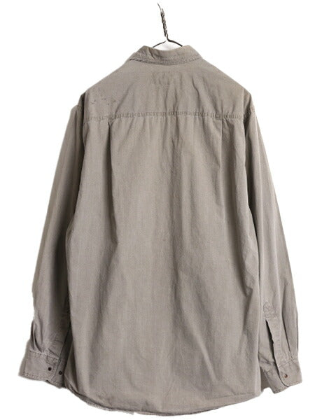 80s バナナリパブリック コットン ポプリン 長袖 シャツ メンズ XL / 古着 80年代 ヴィンテージ BANANA REPUBLIC 大きいサイズ ワーク 無地