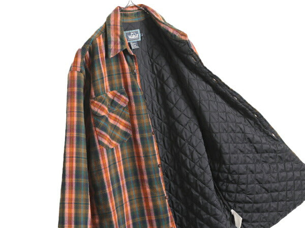 90s ウールリッチ 中綿 キルティング ライナー付き チェック フランネル シャツ メンズ L / 古着 90年代 Woolrich ネルシャツ 長袖シャツ