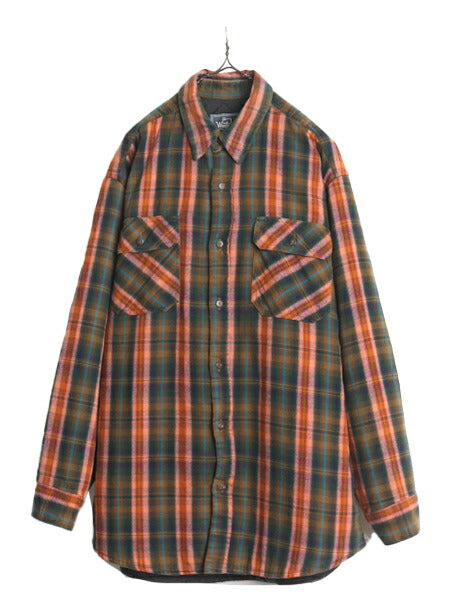 90s ウールリッチ 中綿 キルティング ライナー付き チェック フランネル シャツ メンズ L / 古着 90年代 Woolrich ネルシャツ 長袖シャツ