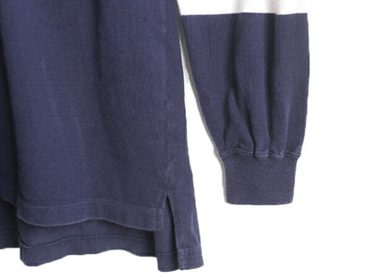 90s エディーバウアー モックネック ボーダー 長袖 Tシャツ メンズ XL 程 古着 90年代 オールド Eddie Bauer ラガーシャツ 素材 ロンT 厚手