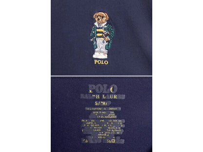 ポロベアー ポロ ラルフローレン 長袖 Tシャツ メンズ S / 古着 ロンT キャラクター ワンポイント 紺 ポロベア 刺繍 クルーネック ネイビー