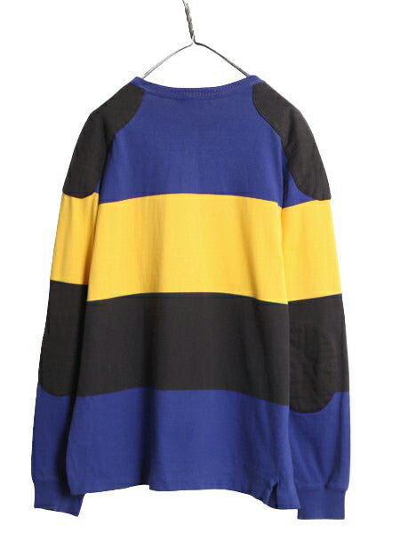 90s USA製 ポロ ラルフローレン ボーダー 長袖 Tシャツ メンズ XL / 古着 オールド ラガーシャツ 素材 ロンT 大きいサイズ ヘビーウェイト