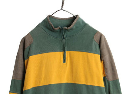 00s オービス ハイネック ボーダー 長袖 Tシャツ メンズ L / オールド ORVIS アウトドア ラガーシャツ 素材 ヘビーウェイト ハーフジップ