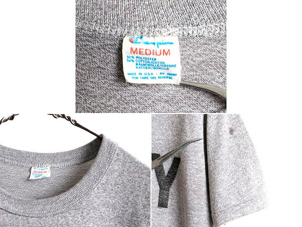 80s USA製 ■ チャンピオン ARMY プリント 半袖 Tシャツ ( メンズ M ) 古着 80年代 ビンテージ Champion アーミー ミリタリー 軍物 杢灰 灰