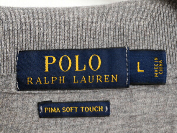 ポロ ラルフローレン ピマ コットン 長袖 ポロシャツ メンズ L / 古着 長袖シャツ ワンポイント ポニー刺繍 ストレッチ スムース 素材 薄手