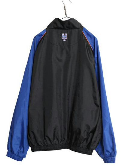 90s MLB オフィシャル マジェスティック メッツ ナイロン ジャケット メンズ XL オールド 大きいサイズ 黒 ウインドブレーカー ジャンパー