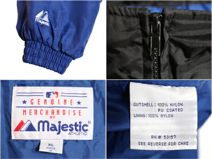 90s MLB オフィシャル マジェスティック メッツ ナイロン ジャケット メンズ XL オールド 大きいサイズ 黒 ウインドブレーカー ジャンパー