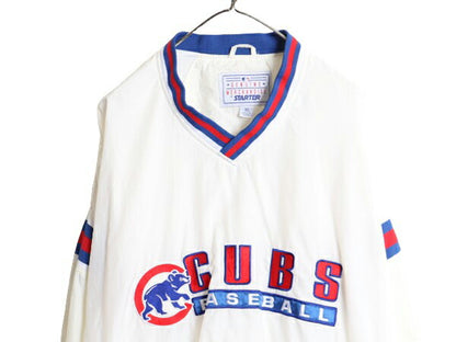 90s MLB オフィシャル スターター カブス ナイロン ジャケット メンズ XL オールド STARTER 大きいサイズ プルオーバー ウインドブレーカー