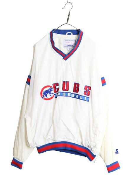 90s MLB オフィシャル スターター カブス ナイロン ジャケット メンズ XL オールド STARTER 大きいサイズ プルオーバー ウインドブレーカー
