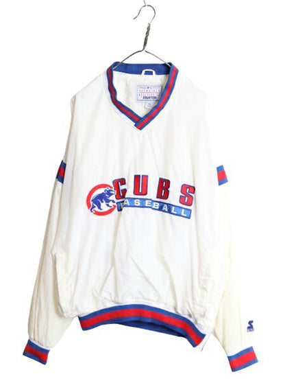 90s MLB オフィシャル スターター カブス ナイロン ジャケット メンズ XL オールド STARTER 大きいサイズ プルオーバー ウインドブレーカー
