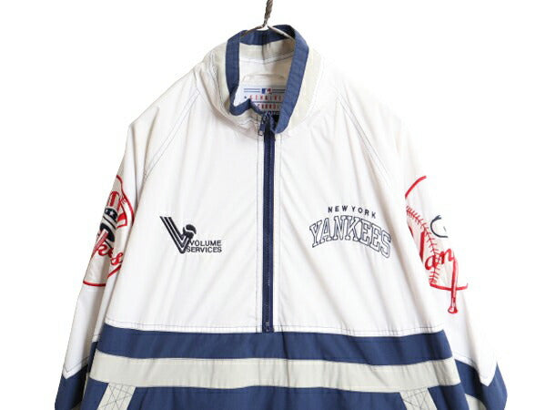 90s MLB オフィシャル スターター ヤンキース ナイロン ジャケット メンズ XL 古着 STARTER 大きいサイズ プルオーバー ウインドブレーカー