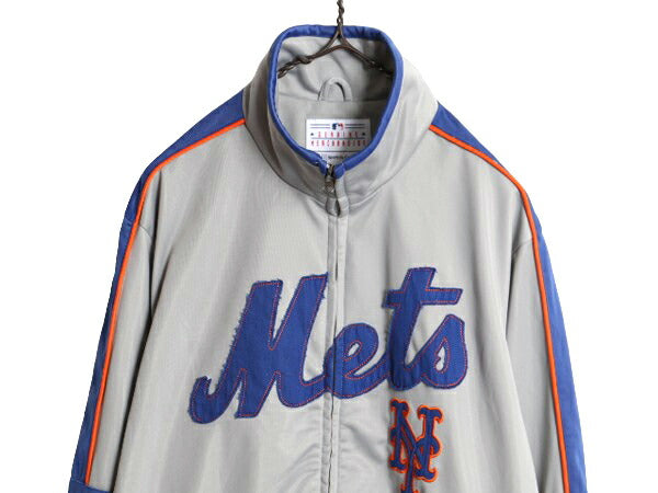 MLB オフィシャル メッツ トラック ジャケット メンズ S / 古着 フルジップ スタジャン ジャージ スタジアム ジャンパー 大リーグ 裏起毛