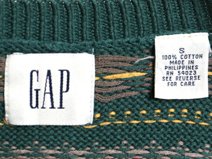 00s OLD GAP コットン ニット ベスト メンズ レディース S / オールド ギャップ フェアアイル ノルディック セーター Vネック バーズアイ