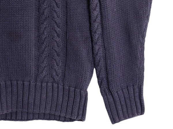 90s OLD GAP チルデン ケーブル ニット セーター メンズ L 古着 90年代 オールド ギャップ 紺タグ Vネック ヘビーウェイト ラミー コットン