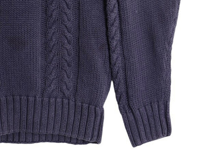 90s OLD GAP チルデン ケーブル ニット セーター メンズ L 古着 90年代 オールド ギャップ 紺タグ Vネック ヘビーウェイト ラミー コットン