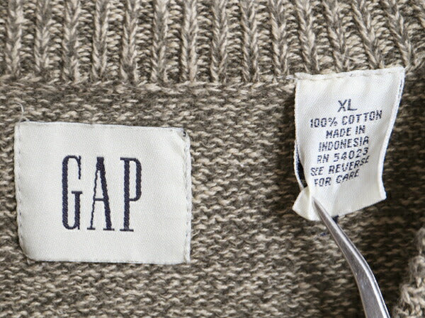 00s OLD GAP コットン ニット セーター メンズ XL 古着 00年代 オールド ギャップ 旧タグ 大きいサイズ 無地 杢 マルチカラー クルーネック