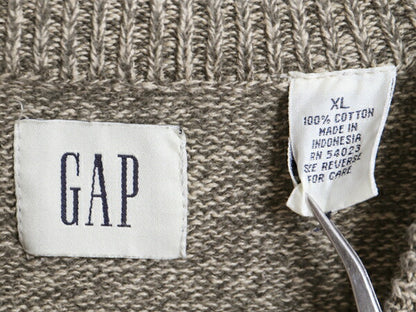 00s OLD GAP コットン ニット セーター メンズ XL 古着 00年代 オールド ギャップ 旧タグ 大きいサイズ 無地 杢 マルチカラー クルーネック