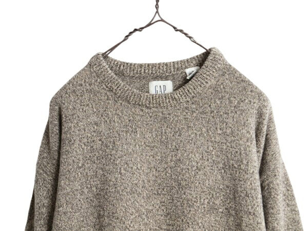00s OLD GAP コットン ニット セーター メンズ XL 古着 00年代 オールド ギャップ 旧タグ 大きいサイズ 無地 杢 マルチカラー クルーネック