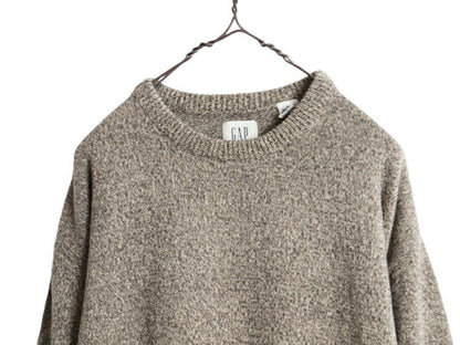 00s OLD GAP コットン ニット セーター メンズ XL 古着 00年代 オールド ギャップ 旧タグ 大きいサイズ 無地 杢 マルチカラー クルーネック