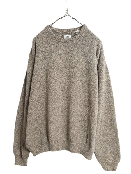 00s OLD GAP コットン ニット セーター メンズ XL 古着 00年代 オールド ギャップ 旧タグ 大きいサイズ 無地 杢 マルチカラー クルーネック