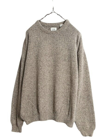 00s OLD GAP コットン ニット セーター メンズ XL 古着 00年代 オールド ギャップ 旧タグ 大きいサイズ 無地 杢 マルチカラー クルーネック