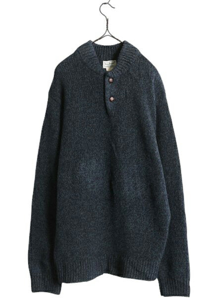 エルエルビーン ヘンリーネック ラム ウール ニット セーター メンズ M 古着 LLBEAN 無地 LLビーン モックネック プルオーバー アウトドア