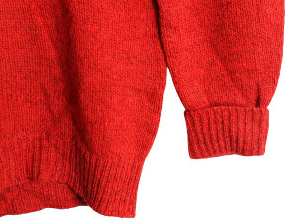 80s エルエルビーン ショールカラー ニット セーター メンズ M 古着 旧タグ 80年代 ヴィンテージ LLBEAN ウール プルオーバー 無地 レッド