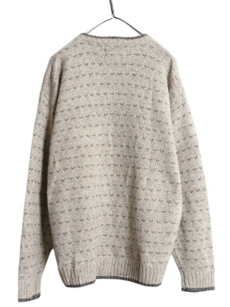 00s ウールリッチ バーズアイ ニット セーター メンズ L / 00年代 オールド Woolrich ウール ミドルゲージ ノルディック 総柄 アウトドア