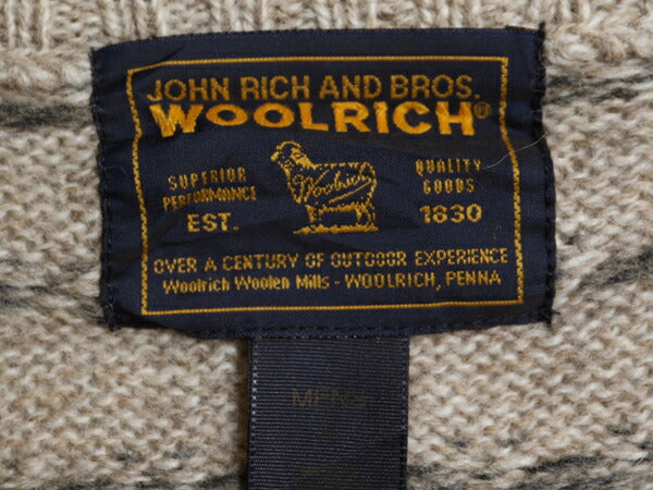 00s ウールリッチ バーズアイ ニット セーター メンズ L / 00年代 オールド Woolrich ウール ミドルゲージ ノルディック 総柄 アウトドア
