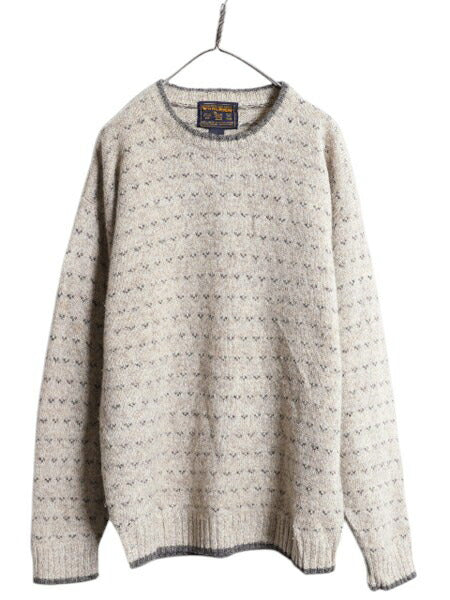 00s ウールリッチ バーズアイ ニット セーター メンズ L / 00年代 オールド Woolrich ウール ミドルゲージ ノルディック 総柄 アウトドア