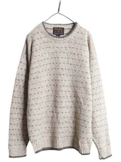 00s ウールリッチ バーズアイ ニット セーター メンズ L / 00年代 オールド Woolrich ウール ミドルゲージ ノルディック 総柄 アウトドア
