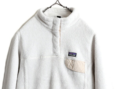 ガールズ L 150cm 程■ 17年製 パタゴニア リツール スナップT プルオーバー ジャケット 古着 Patagonia フリース ブルゾン ジャンパー 白