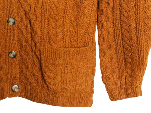 手編み 90s フィッシャーマン ハンド ニット カーディガン レディース L オールド ハンドメイド シェットランド ウール セーター ケーブル